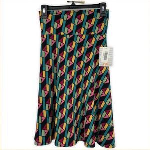 Lularoe Azure Skirt Womens Knee Length Rainbow Geometric Abstract XS NEW